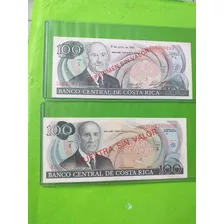 Dos Billetes Espécimen 100 Costa Rica Muy Buen Estado.