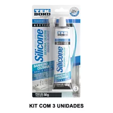 Cola Adesivos De Silicone Acético Multiuso Banheiro E Cozinha Tekbond Kit 3 Adesivos De Silicone Acético Multiuso Banheiro E Cozinha 50g - Branco