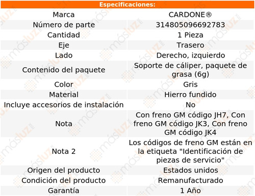 (1) Soporte Caliper Tras Izq/der Sierra 3500hd 07/10 Cardone Foto 4