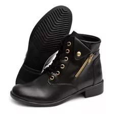 Botinha Coturno Feminino Ankle Boot Com Zíper Lateral