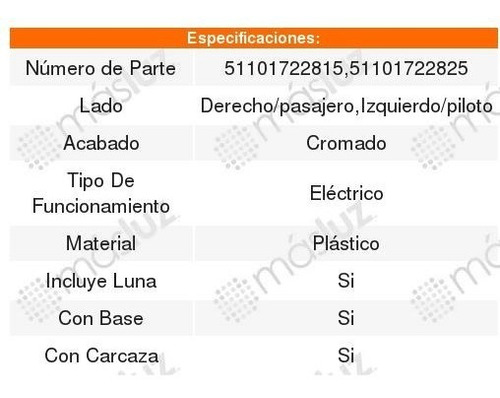 Par De Espejos Electricos Cromados Ford Ranger 2005 2006 Foto 3