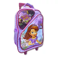 Mochila Escolar Princesa Sofia Com Rodinhas E Porta Garrafa Cor Azul