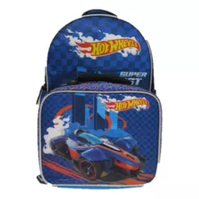 Mochila + Lonchera Escolar Hot Wheels Niños Autos