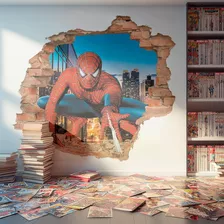 Adesivo Parede Homem Aranha Spider Man Cidade Buraco 3d M²