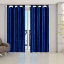 Cortina Blackout Pvc Tecido Voil Xadrez 2,80m X 2,30m Cor Azul-marinho