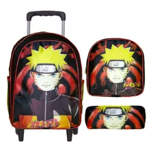 Mochila Infantil Escolar De Rodinhas Menino Naruto Uzumaki