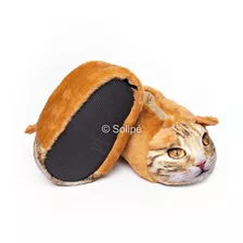 Pantufa Pelucia Gato 3d Isolamento Térmico Emborrachada