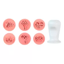 Kit 6 Carimbos 2cm Amor De Mãe Rosa - Bluestar