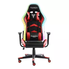 Silla Pc Gamer Targa Warrior Pro Fx Roja Luces Rgb 160kg Color Rojo Material Del Tapizado Cuero Sintético Premium