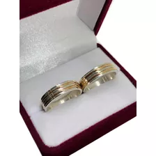 Par Alianzas Anillos Plata Y Oro Rojo Boda Casamiento