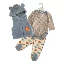 Conjunto De 3 Piezas Bebe - Chaleco, Bodie Y Pantalon