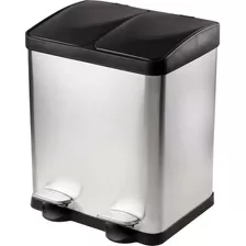 Lixeira Inox Cozinha 30 Litros Dupla Abertura Grande 48,5cm