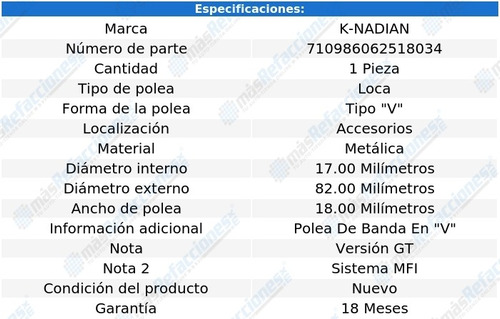 Polea Tipo  V  Metalica 928 V8 5.0l 90 Foto 3