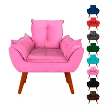 Poltrona Cadeira Decorativa Opala Pés Palito Suede Cores