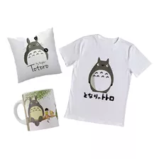 Camiseta Totoro Personalizada Combo Cojin Y Taza 