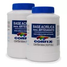 Kit 2x Base Acrílica Para Artesanato 500ml Corfix Cor Transparente