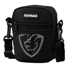 Shoulder Bag Bolsa Tira Colo Necessaire Pochete Everbags 1 Cor Preto Correia De Ombro Preto Desenho Do Tecido Liso