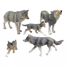 1 Conjunto Modelo De Animal Lobo, Miniaturas De Floresta