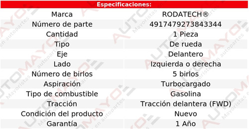 1 - Maza De Rueda Del Izq/der Rodatech Optima L4 2.0l 16-20 Foto 5