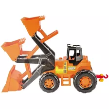Trator Truck Laranja Escavadeira Com Pá Magic Toys