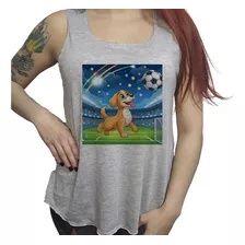 Musculosa Dama Perro Cabeceando Pelota Futbol Cancha M2