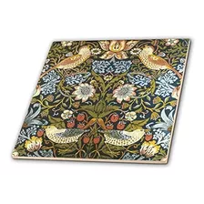 William Morris Strawberry Thief Pattern - Ceramic Tile,...