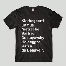 Camiseta Filosofica Sartre Kafka Literatura Camus Beauvoir