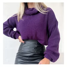 Blusa De Frio De Tricô Sueter Gola Boba Cropped Blusa Curta 