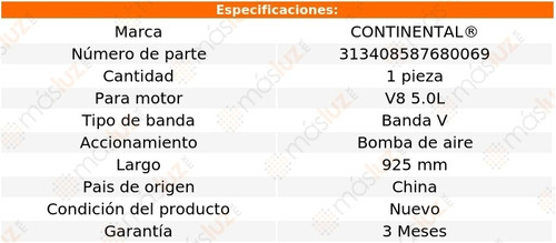 Banda 925 Mm Acc 928 V8 5.0l 85/91 Continental Bomba De Aire Foto 4