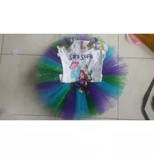 Vestido Niña Tutu Personalizado Con Nombre Sirenita Fiesta