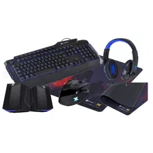 Kit Gamer 5x1- Teclado E Mouse C/fio/ Fone/ Cx Som/ Mousepad