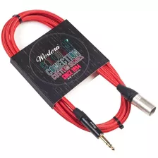 Cable Xlr Macho A Plug 6.5 Estereo 1.5m De Tela Rojo