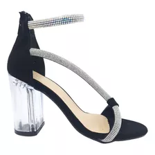 Zapatilla Con Tacon De Cristal Con Piedra Brillos Lady Moda