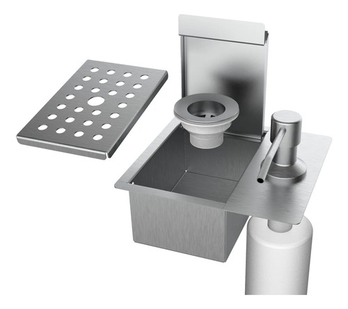 Porta Esponja C/dispenser E Válvula De Escoamento 17x15cm Inox 304
