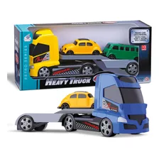 Caminhão Carreta Cegonha Com 2 Carrinhos Brinquedo Truck
