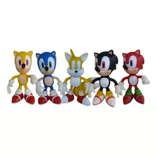 Tails E Sonic Azul, Vermelho, Preto E Amarelo - 5 Bonecos