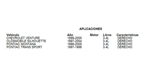Luna Espejo Derecho Pontiac Trans Sport 1997-1998 3.4l Foto 4