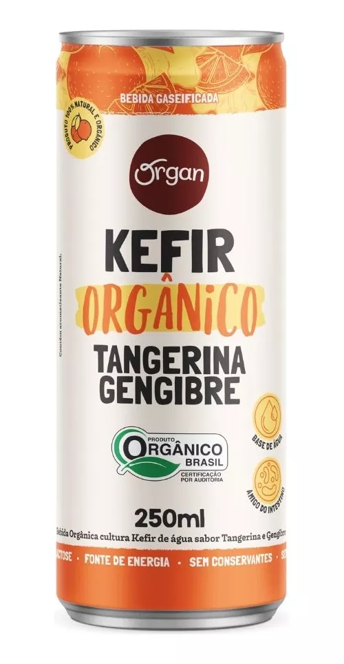 Kefir Orgânico Tangerina Gengibre Levedura Probiótico 250ml