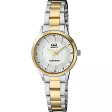 Reloj Q&q Qyq Q969j401y Casual Acero Mujer Dama + Estuche Color De La Correa Bicolor