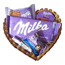 Presente Cesta De Chocolate Milka Coração Luxo Páscoa