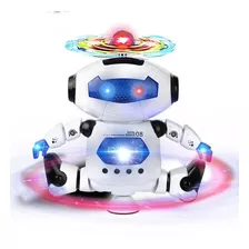 Brinquedo Robô Dancing Dança Gira 360 Graus Robot Som & Luz Cor Branco Personagem Robô Dancing Dança Gira
