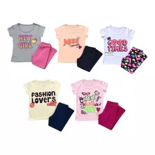 Kit 5 Conjunto Tam 1 2 3 Infantil Calça E Blusa Para Meninas