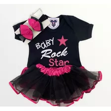 Body Bebê Menina - Rock Star Baby - Mesversário 