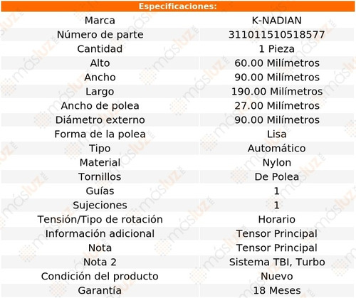 Tensor Accesorios Gmc Typhoon V6 4.3l 92/93 K-nadian Foto 3