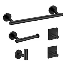 5pcs Kit De Accesorios De Baño De Acero Inoxidable Negro