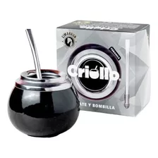 Mate Criollo De Ceramica Bombilla De Acero Y Caja De Regalo