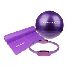 Set De Pilates Best Power Fitness 130094 Mat De Yoga Pelota Ring Fama Color Violeta