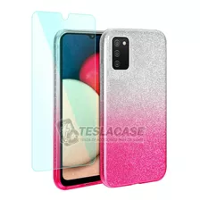 Carcasa Samsung A02s Dregradada Rosada + Lamina De Regalo