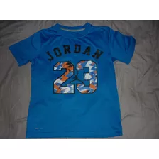 E Remera Nike Jordan Talle M 10-12 Niños Azul Air 23 Art 462