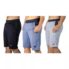 Kit 3 Bermudas Moletom Liso Revenda Shorts Academia Promoção